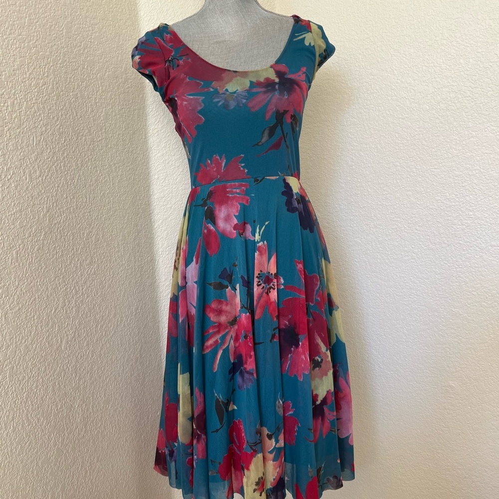 Weston Wear Teal Floral Midi Dress